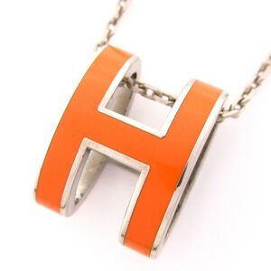 Hermès Pop H Necklace Silver Orange